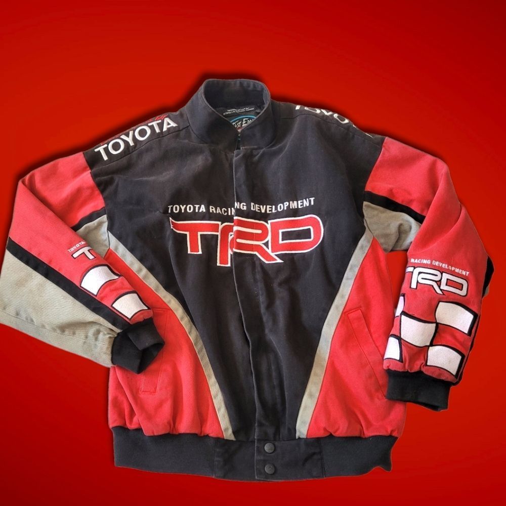 S Toyota fast eddie choko racing development jean jacket black red and gray